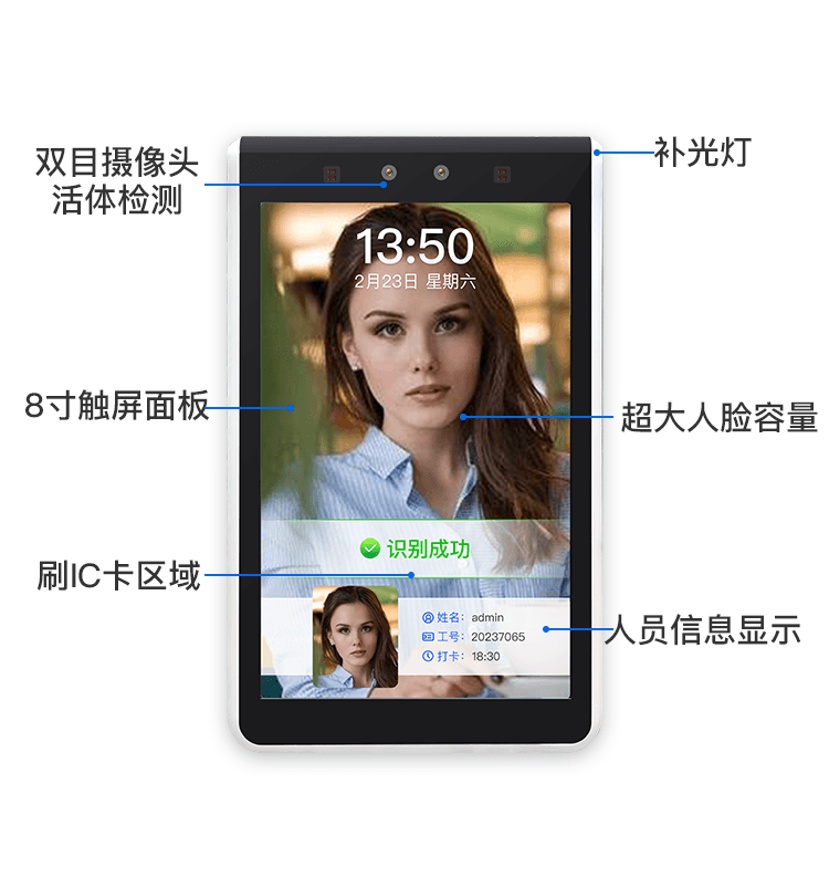 閘機式觸摸屏人臉識別門禁考勤機